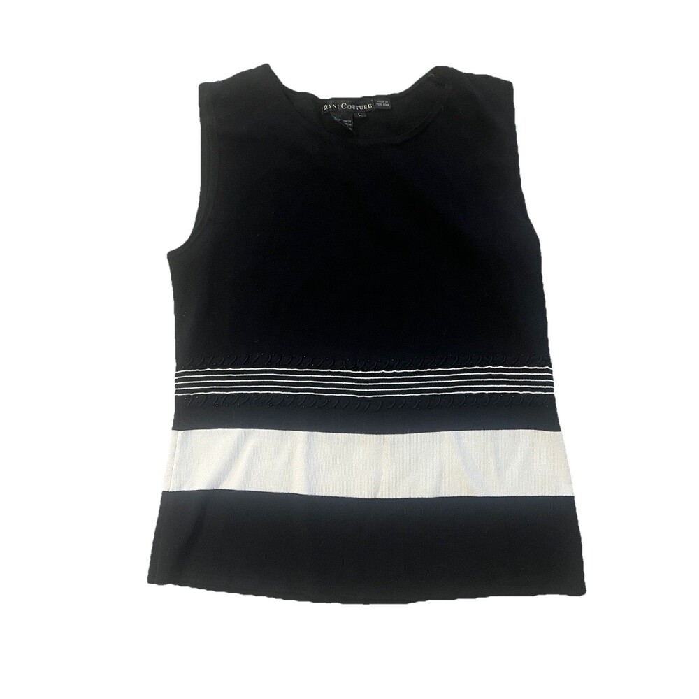 Ziani Couture Tank Top Women’s Striped Sleeveless Black & White Large